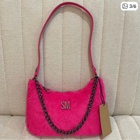 Steve Madden Handbags - NWT Steve Madden Hot Pink BPAULA Faux Fur Shoulder Bag w/ Chain Strap